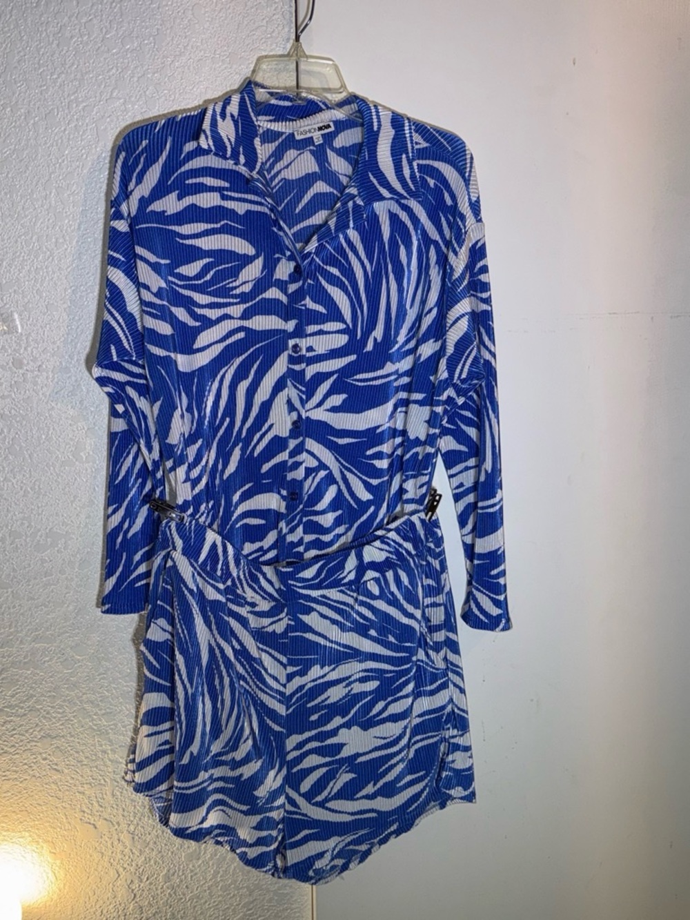 Blue and White Printed Set   Shirt   Shorts - Fashion Nova